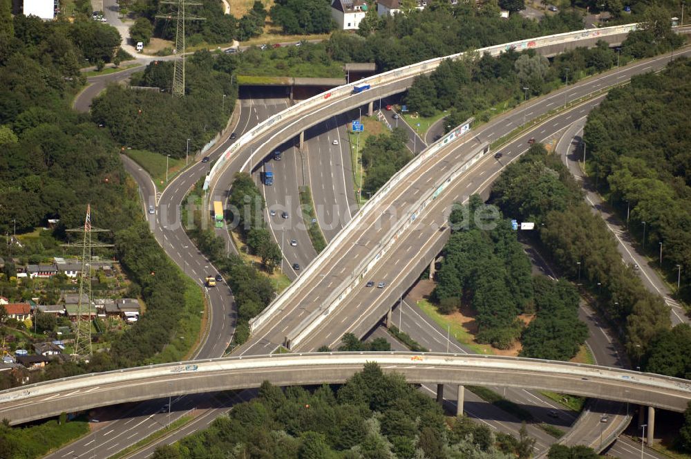 Düsseldorf von oben - Teil der Autobahn 46 (A 46) in Düsseldorf