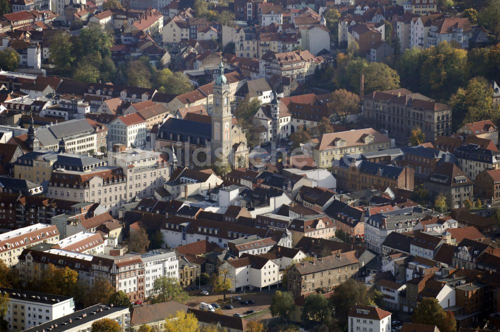 Luftbild Eisenach - Teil der Stadt und Georgenkirche in Eisenach