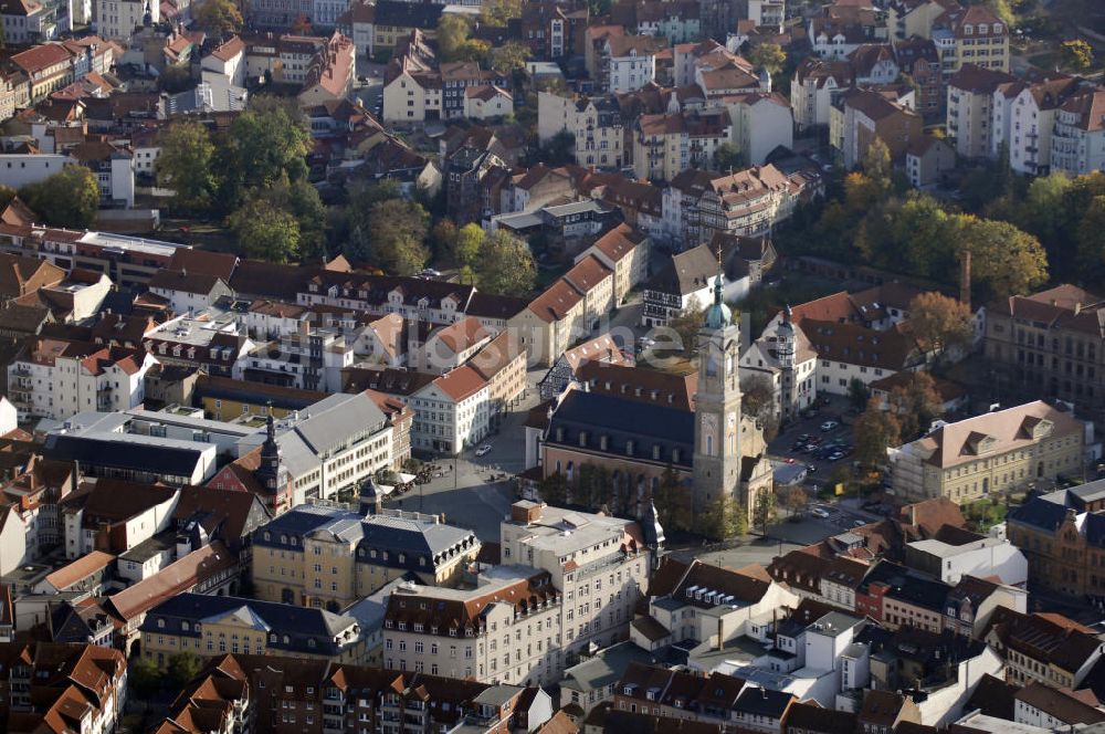 Luftaufnahme Eisenach - Teil der Stadt und Georgenkirche in Eisenach