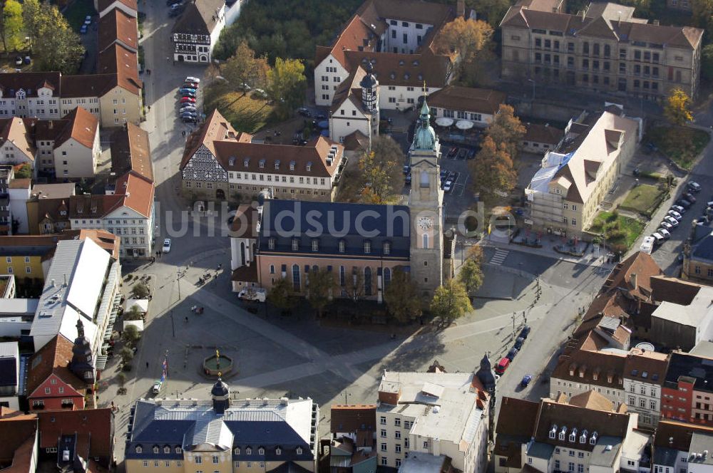 Luftbild Eisenach - Teil der Stadt und Georgenkirche in Eisenach