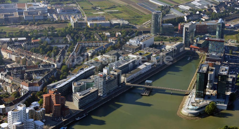 Düsseldorf von oben - Teilansicht vom Medienhafen in Düsseldorf