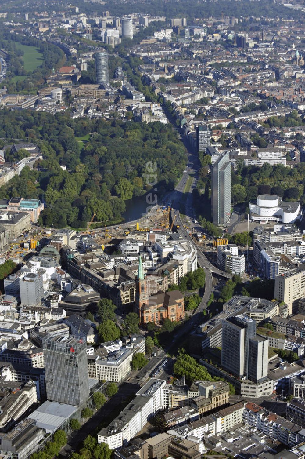 Düsseldorf aus der Vogelperspektive: Teilansicht vom Stadtbezirk 01 in Düsseldorf