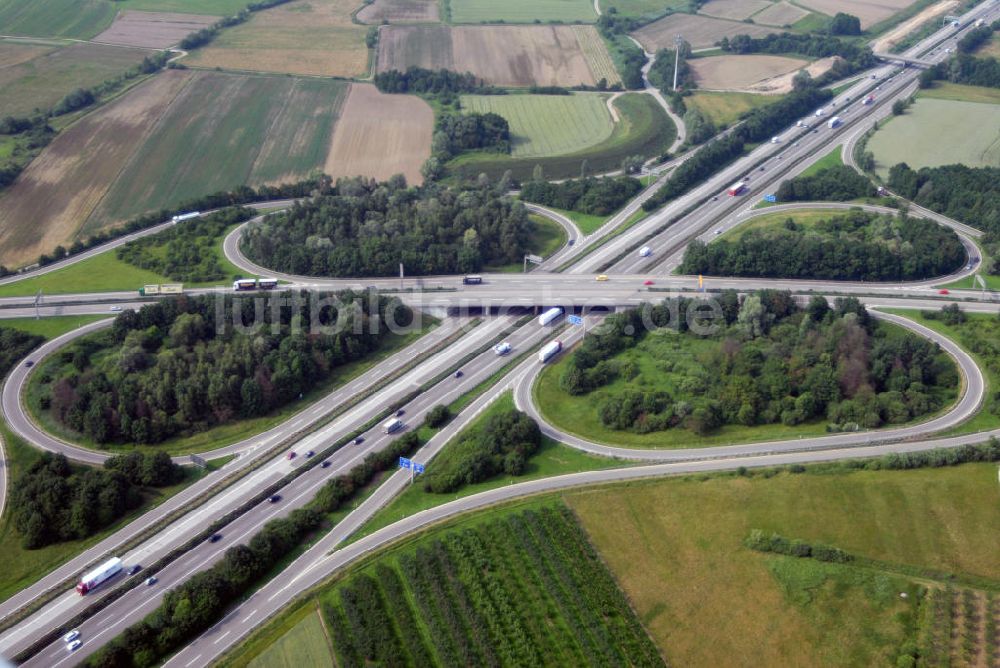 Luftbild Appenweiler - Teilstück der Autobahn A5 mit dem Autobahnkreuz Appenweier