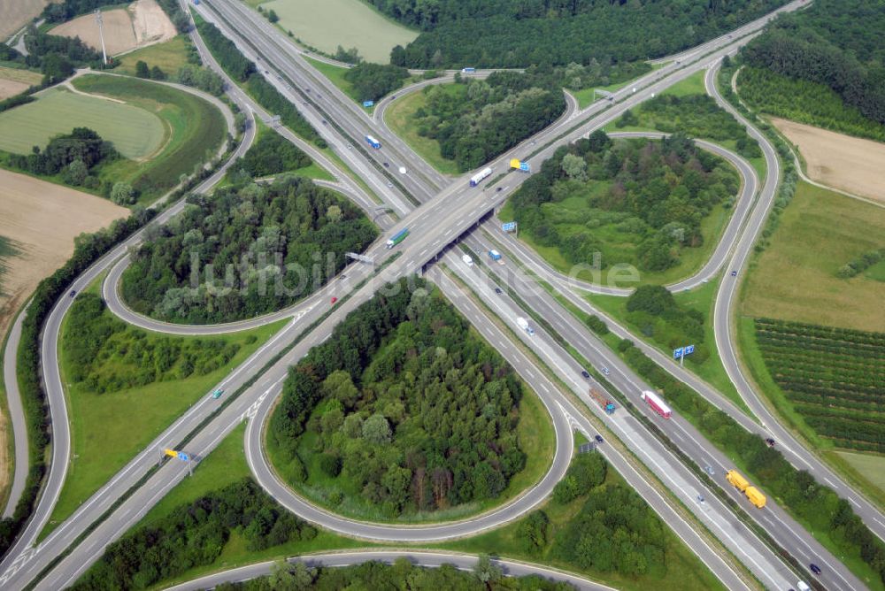 Luftbild Appenweiler - Teilstück der Autobahn A5 mit dem Autobahnkreuz Appenweier