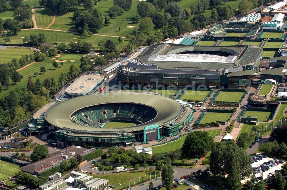 Luftaufnahme London - Tennis Court Wimbledon Austragungsort Olympia 2012 in London in Großbritannien