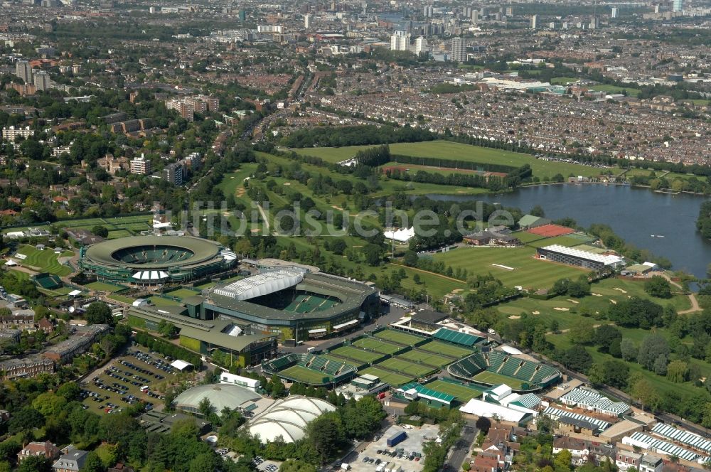 London aus der Vogelperspektive: Tennis Court Wimbledon Austragungsort Olympia 2012 in London in Großbritannien