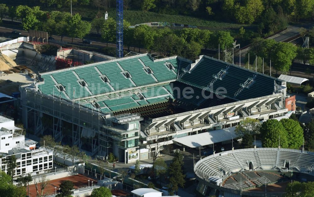 Luftbild Paris - Tennis- Sportstätten-Gelände der Arena des Stadion in Paris in Ile-de-France, Frankreich