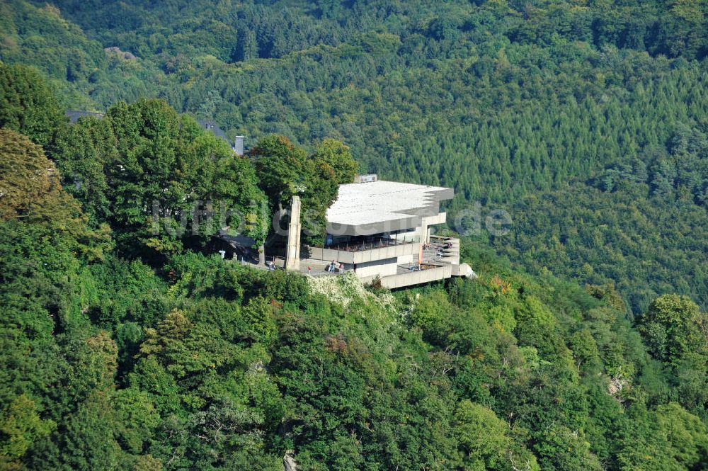 KÖNIGSWINTER aus der Vogelperspektive: Terassenbereich des Restaurant Drachenfels am Rhein in Königswinter