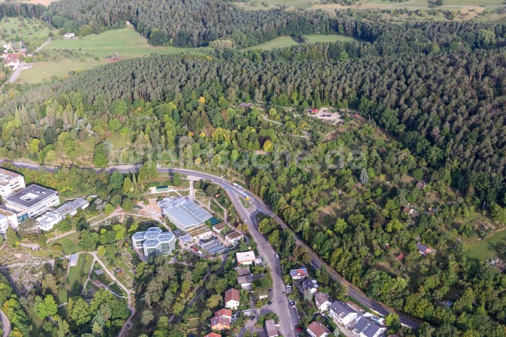 Luftaufnahme Tübingen - Terrassen- Parkanlage des Botanischen Garten, Tropicarium und Arboretum der Universität Tübingen in Tübingen im Bundesland Baden-Württemberg, Deutschland