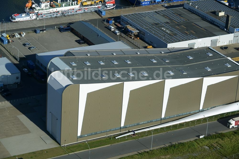 Bremerhaven von oben - Testhalle des Frauenhofer-Instituts für Windenergie und Energiesystemtechnik in Bremerhaven im Bundesland Bremen