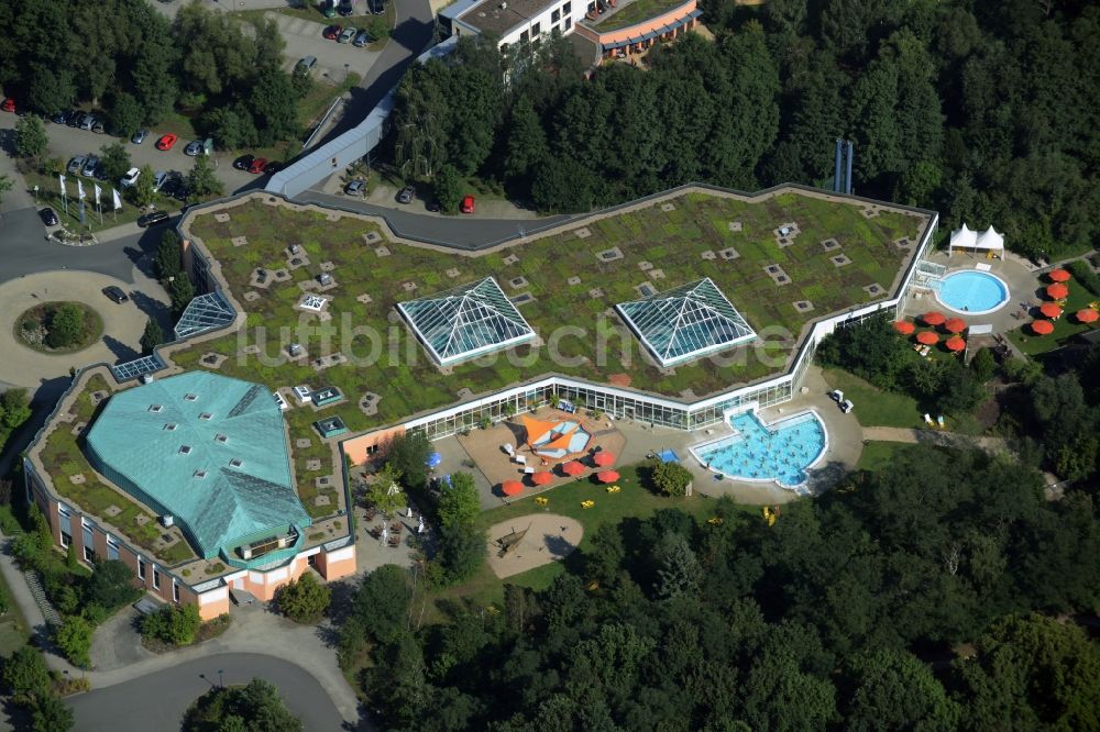 Luftbild Bad Düben - Therme, Gebäudekomplex und Freibäder der Heide Spa Anlage in Bad Düben im Bundesland Sachsen