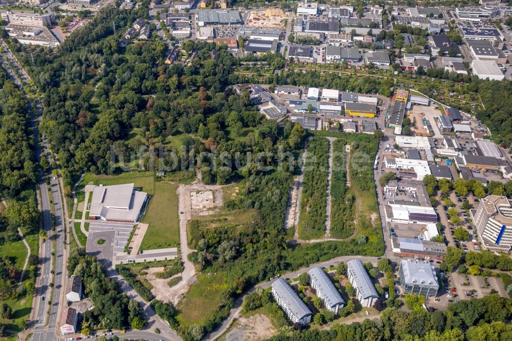 Essen aus der Vogelperspektive: Therme und Schwimmbecken am Freibad der Freizeiteinrichtung der Sport- und Bäderbetriebe Essen am Reckhammerweg in Essen im Bundesland Nordrhein-Westfalen, Deutschland