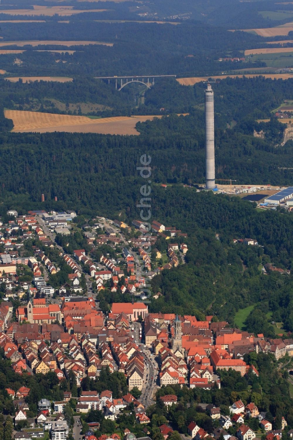 Luftaufnahme Rottweil - ThyssenKrupp Aufzugstestturm in Rottweil im Bundesland Baden-Württemberg