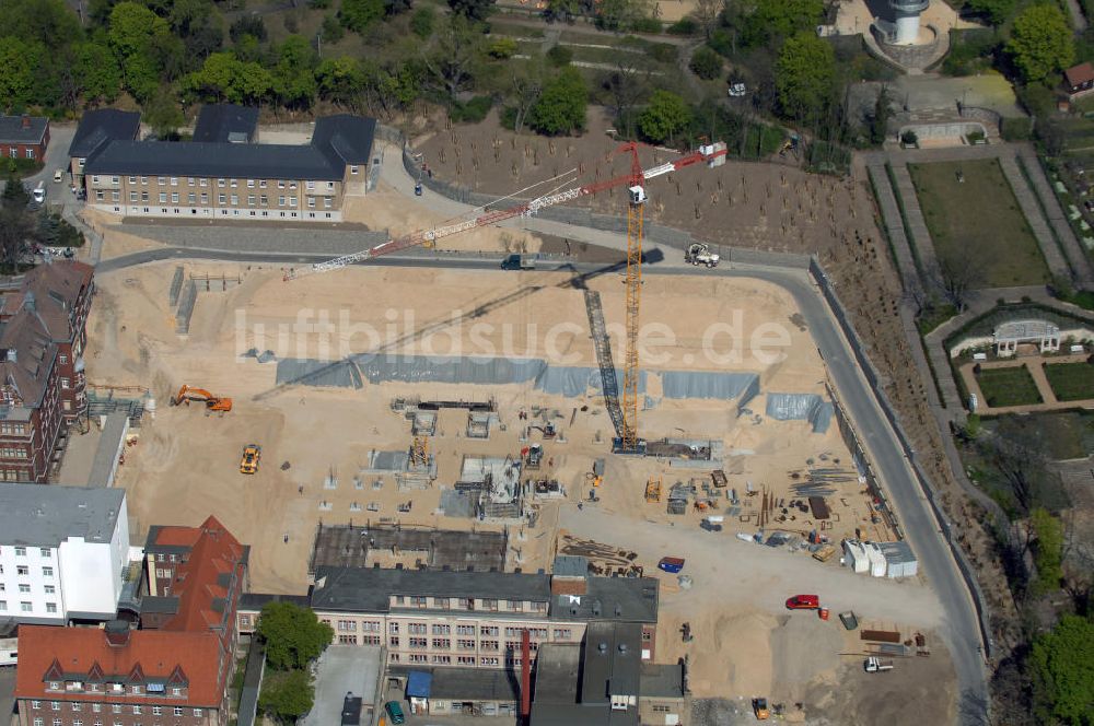 Luftaufnahme BRANDENBURG - Tiefbauarbeiten zum Erweiterungsbau des Krankenhaus Brandenburg