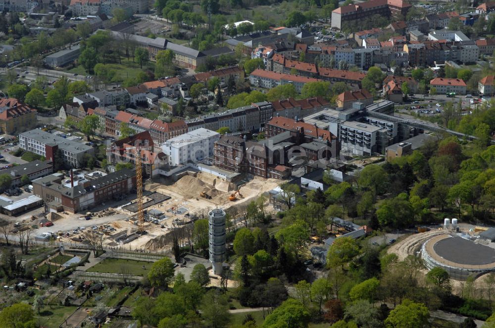 Luftaufnahme BRANDENBURG - Tiefbauarbeiten zum Erweiterungsbau des Krankenhaus Brandenburg