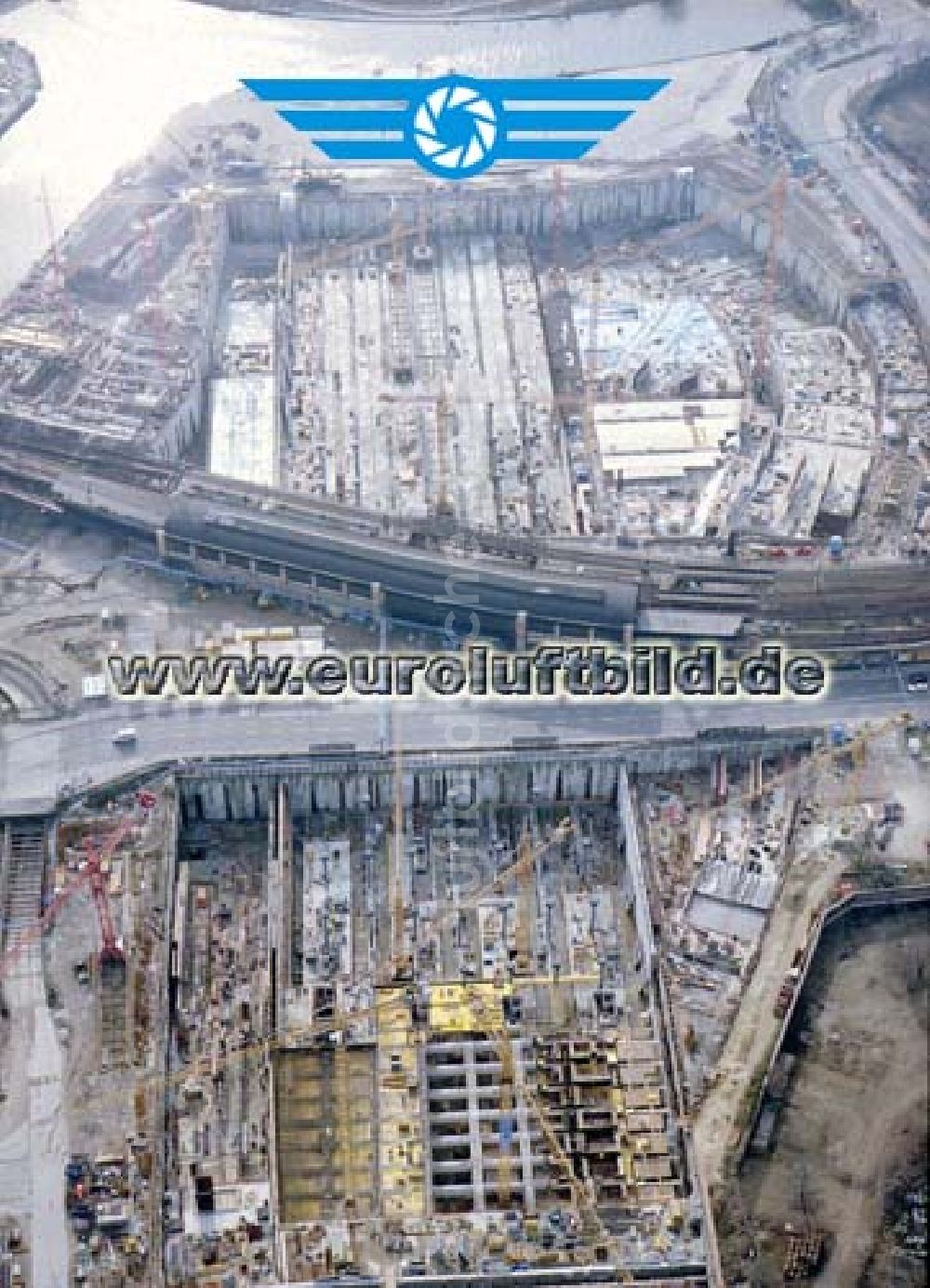 Luftbild Berlin - Tiergarten - Tiergartentunnelbau am Bereich des Lehrter Stadtbahnhofes in Berlin-Tiergarten.