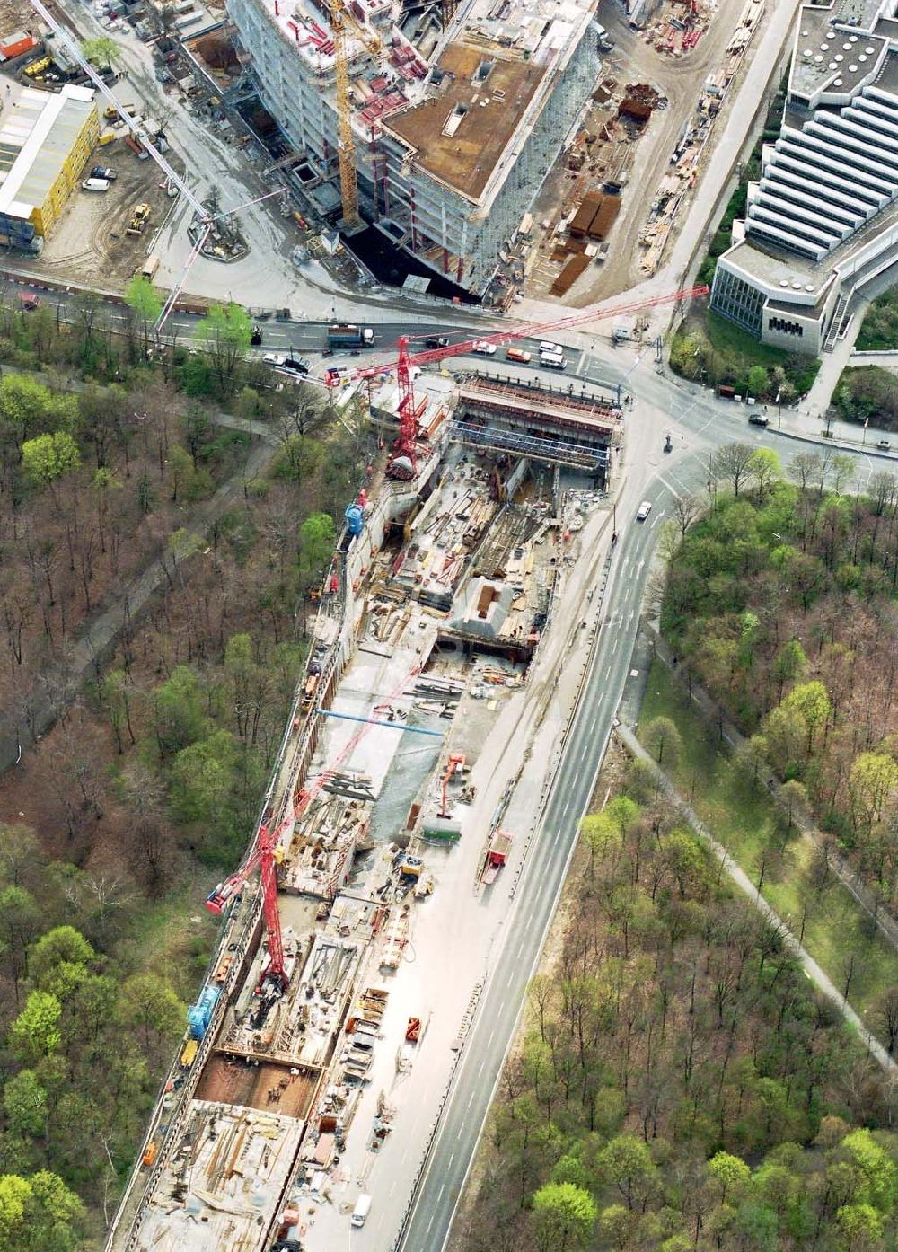 Luftaufnahme Berlin-Tiergarten - Tiergartentunnelbau an der str. des 17. Juni.