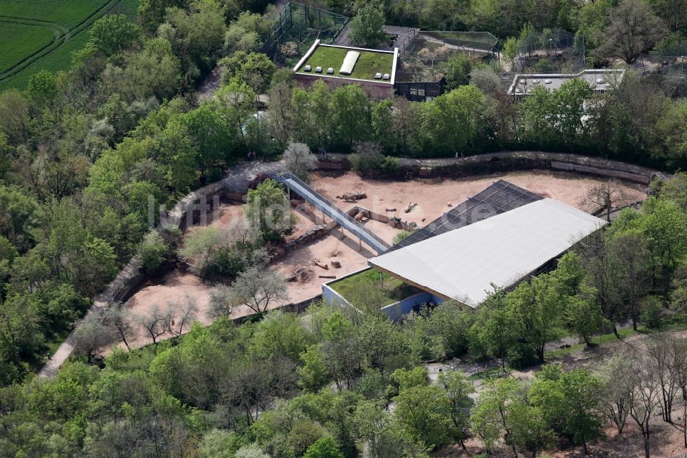 Erfurt aus der Vogelperspektive: Tierzucht- Gehege im Thüringer Zoopark Erfurt im Ortsteil Hohenwinden in Erfurt im Bundesland Thüringen, Deutschland