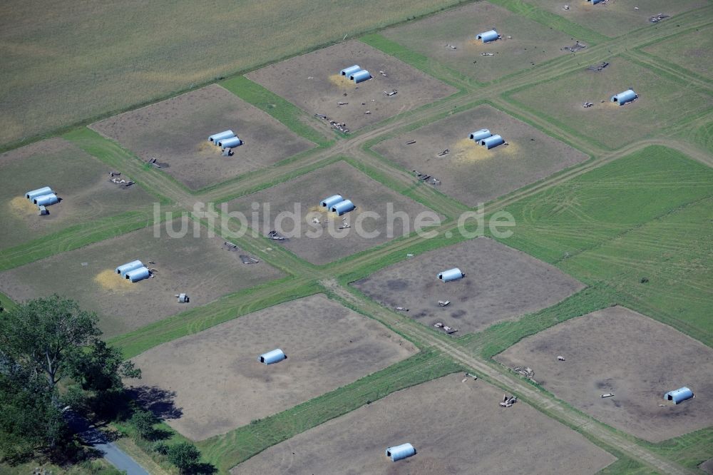 Rudow aus der Vogelperspektive: Tierzucht- Stallanlagen Tierzucht für die Fleischproduktion in Rudow im Bundesland Mecklenburg-Vorpommern