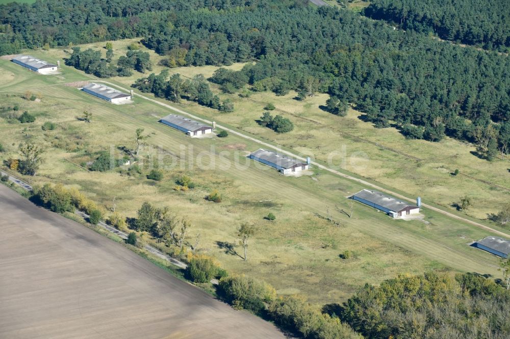 Wriezen von oben - Tierzucht- Stallanlagen Tierzucht für die Fleischproduktion in Wriezen im Bundesland Brandenburg, Deutschland