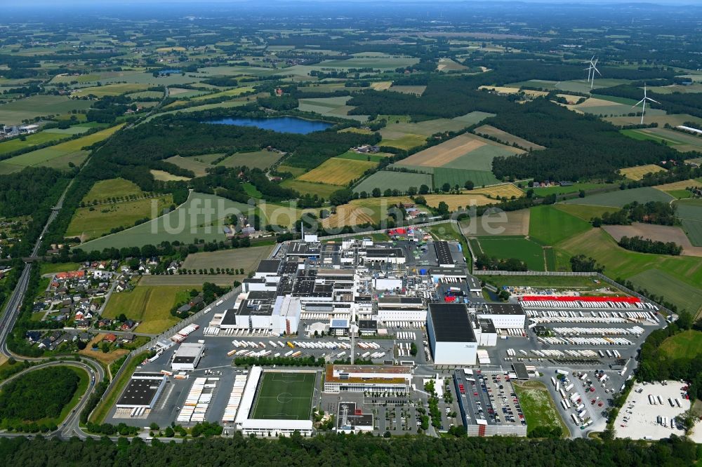 Rheda-Wiedenbrück aus der Vogelperspektive: Tönnies Lebensmittel GmbH & Co. KG In der Mark in Rheda-Wiedenbrück im Bundesland Nordrhein-Westfalen, Deutschland