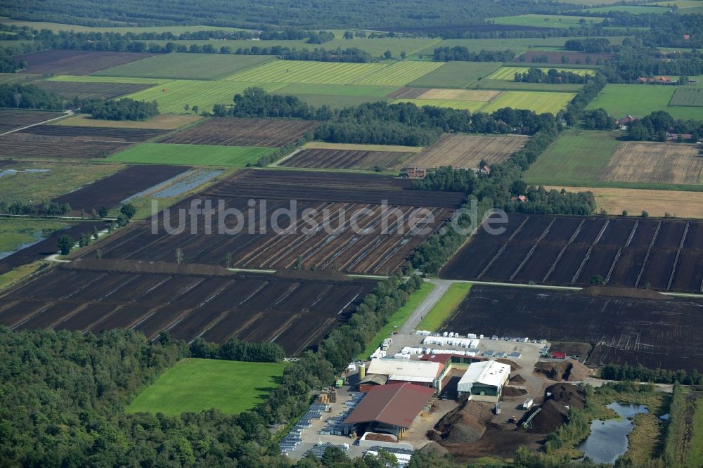 Neuenkirchen-Vörden von oben - Torf- Abbau auf Moor- Feldern CAMPEMOOR in Neuenkirchen-Vörden im Bundesland Niedersachsen