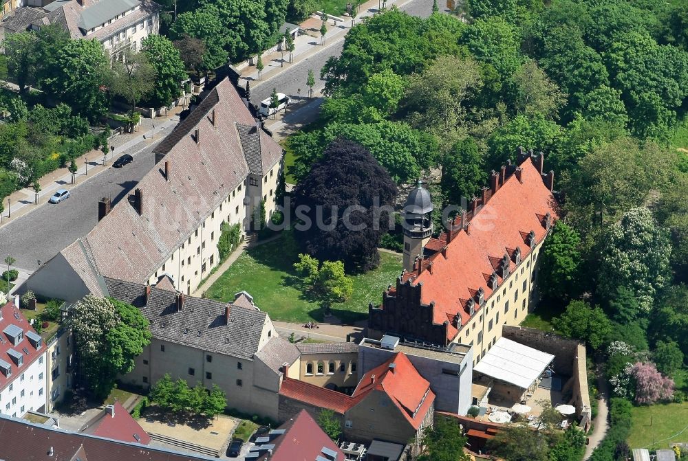 Lutherstadt Wittenberg von oben - Tourismus- Attraktion und Sehenswürdigkeit Augusteum und Lutherhaus in Lutherstadt Wittenberg im Bundesland Sachsen-Anhalt, Deutschland