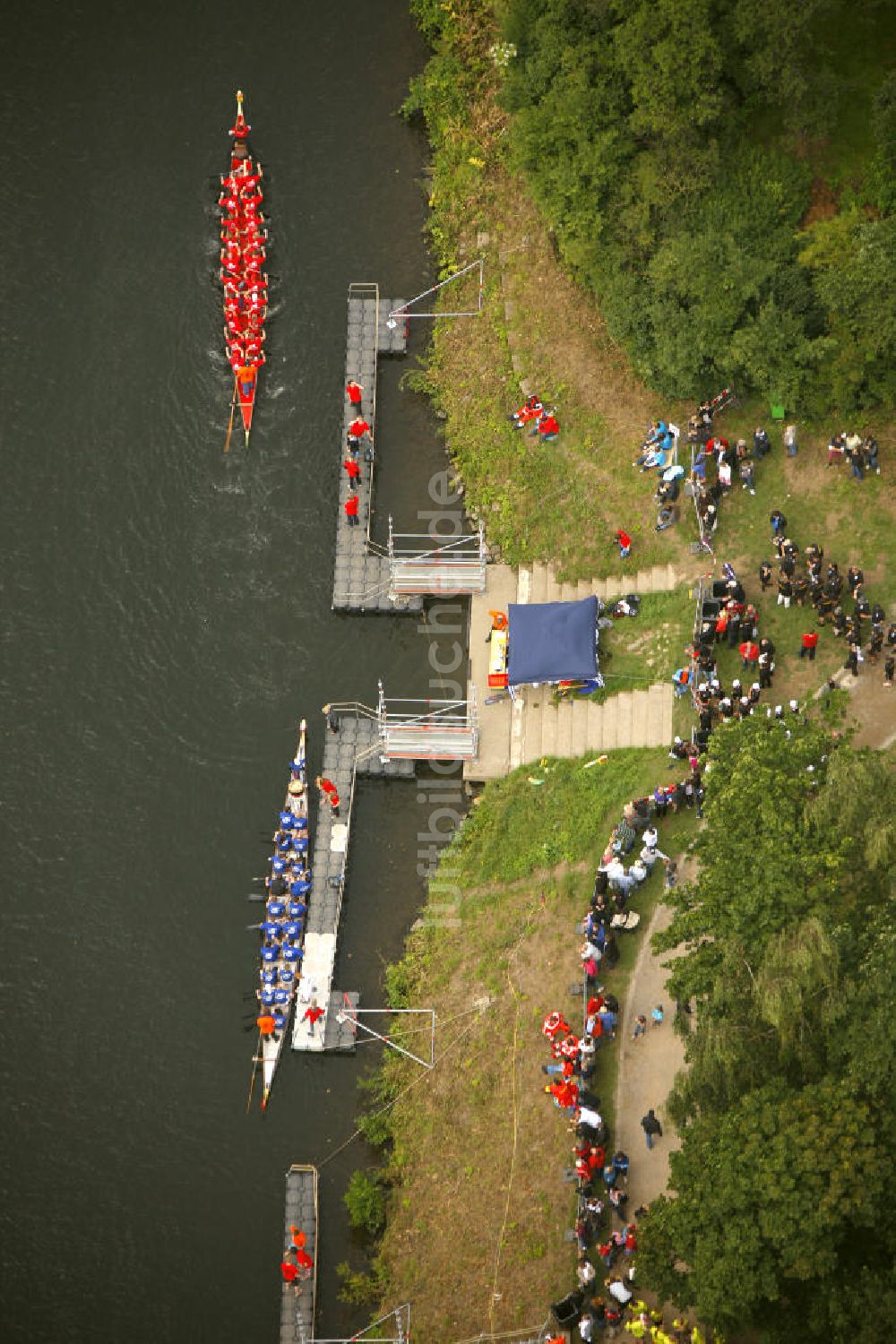 Luftaufnahme Witten - Trainingscamp für Drachenbootrennen auf der Ruhr bei Witten