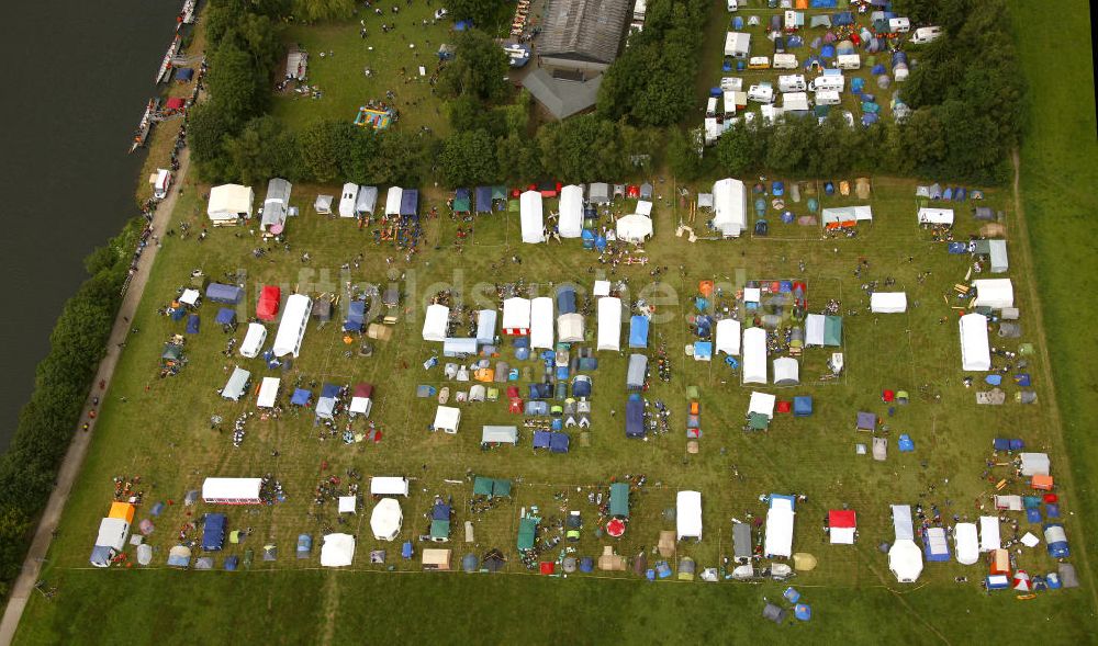 Witten aus der Vogelperspektive: Trainingscamp für Drachenbootrennen auf der Ruhr bei Witten