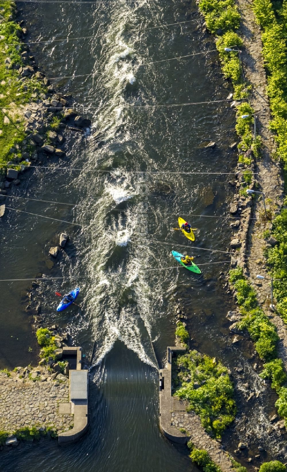 Hohenlimburg OT Hagen von oben - Trainingsgelände der Kanuten am Wildwasserstrecke an der Lenne in Hohenlimburg, einem Stadtteil von Hagen im Ruhrgebiet im Bundesland Nordrhein-Westfalen