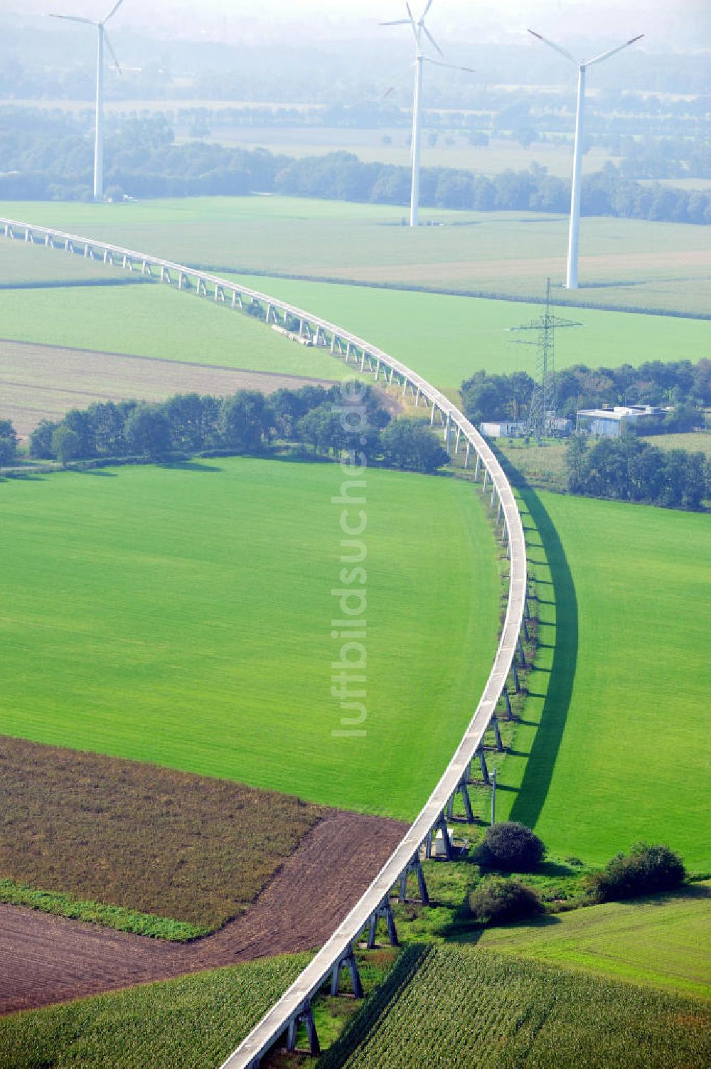 Dörpen aus der Vogelperspektive: Transrapid-Versuchsanlage Emsland bei Dörpen