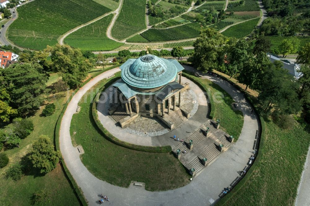 Luftaufnahme Rotenberg - Trauerhalle und Grabkapelle zur Beisetzung auf dem Gelände des Friedhofes Grabkapelle in Rotenberg im Bundesland Baden-Württemberg, Deutschland