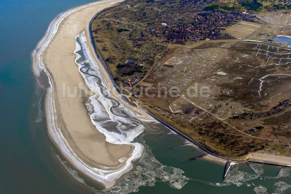 Luftbild Spiekeroog - Treibeis - Schollen vor der Nordsee- Insel Spiekeroog im Bundesland Niedersachsen, Deutschland