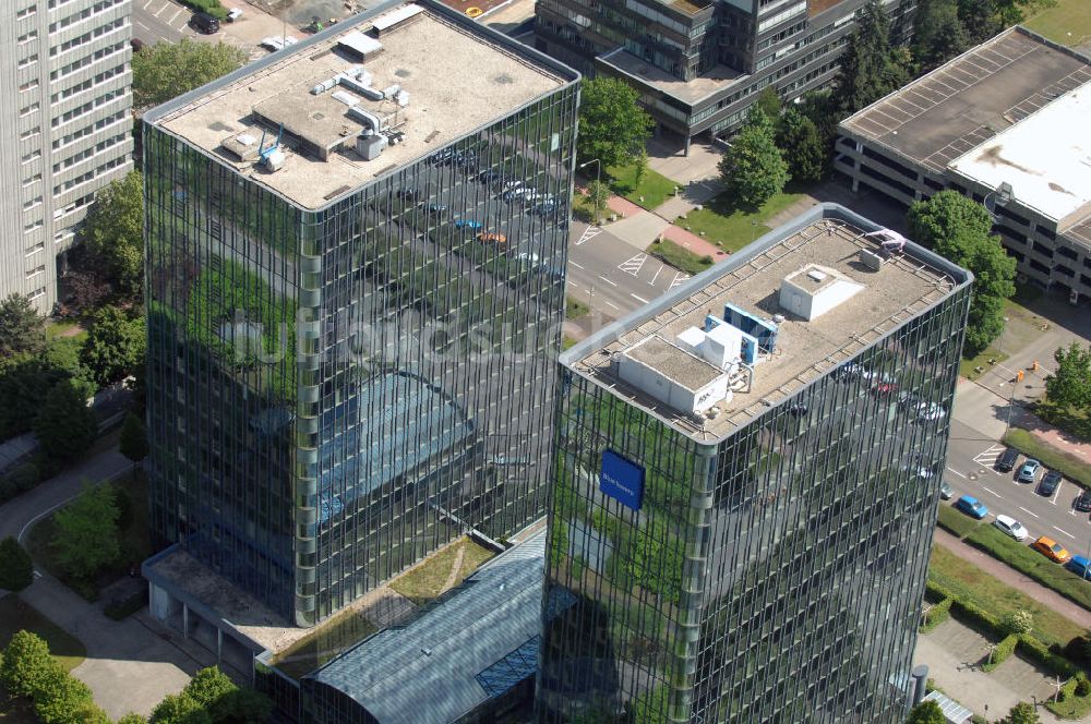 Luftbild Frankfurt am Main - Türme der Blue Towers in Frankfurt-Niederrad