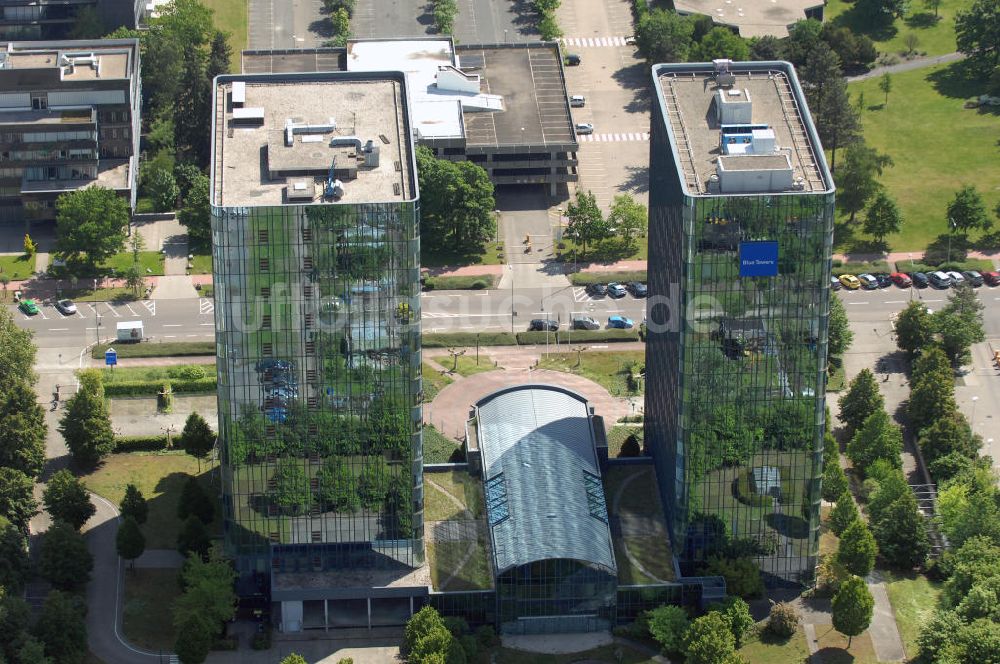 Luftbild Frankfurt am Main - Türme der Blue Towers in Frankfurt-Niederrad