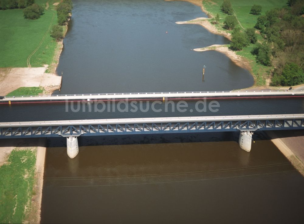 Luftaufnahme Hohenwarthe - Trogbrücke am Wasserstraßenkreuz MD bei Hohenwarthe in Sachsen-Anhalt