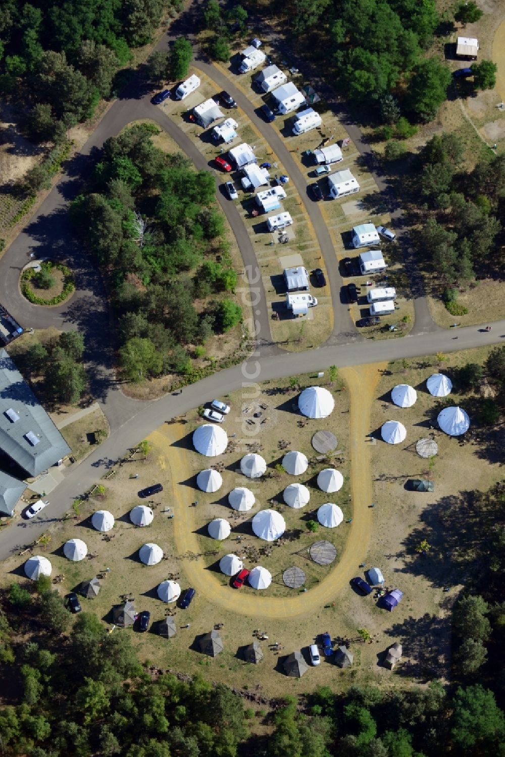 Luftbild Krausnick - Tropical Islands Campingplatz in Krausnick im Bundesland Brandenburg