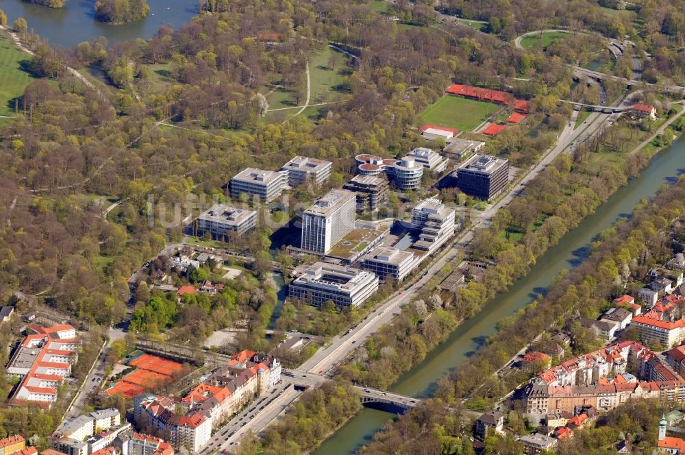 Luftaufnahme München - Tucherpark in München im Bundesland Bayern