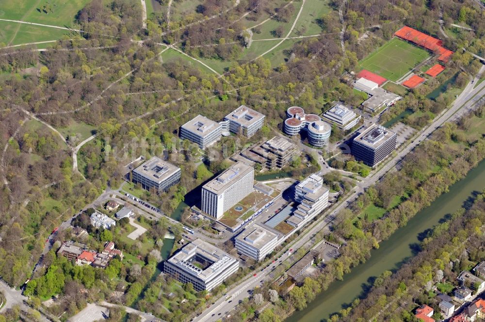 München aus der Vogelperspektive: Tucherpark in München im Bundesland Bayern