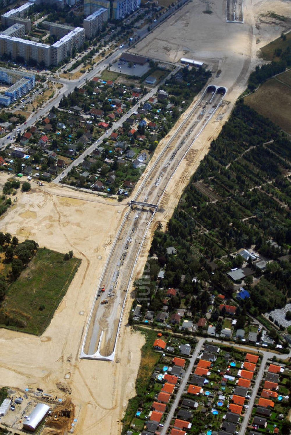 Luftaufnahme Berlin - Tunnelbau Tunnel Altglienicke Berlin