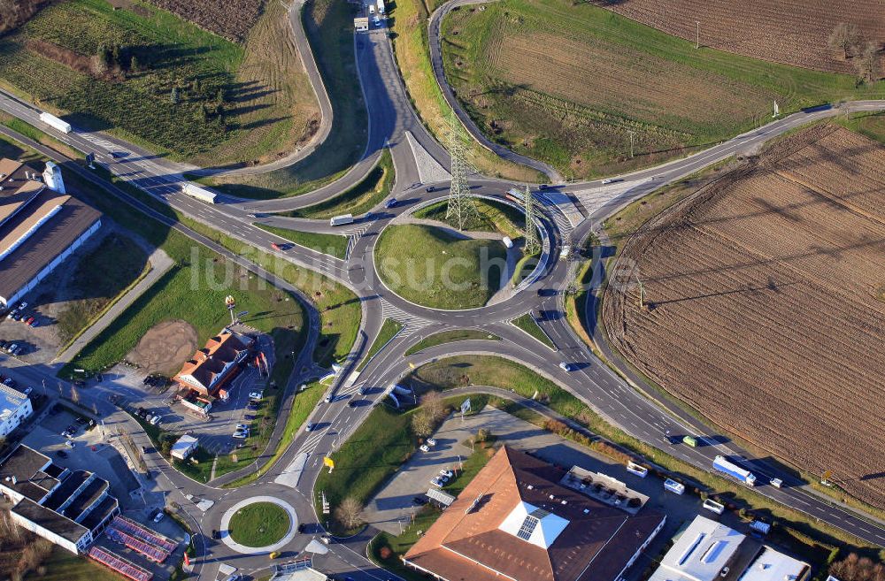 Rheinfelden von oben - Turbokreisverkehr Rheinfelden