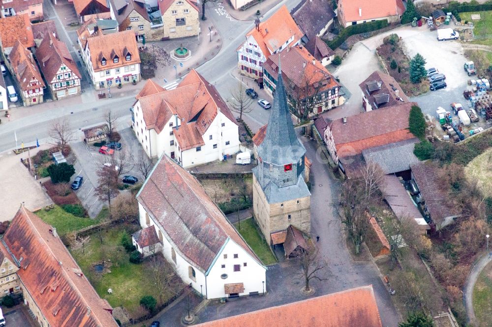 Luftbild Oberderdingen - Turm- Bauwerk des Hexenturm in Oberderdingen im Bundesland Baden-Württemberg, Deutschland