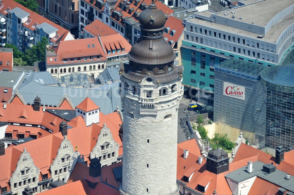 Leipzig von oben - Turm des Neuen Rathaus in Leipzig, Sachsen