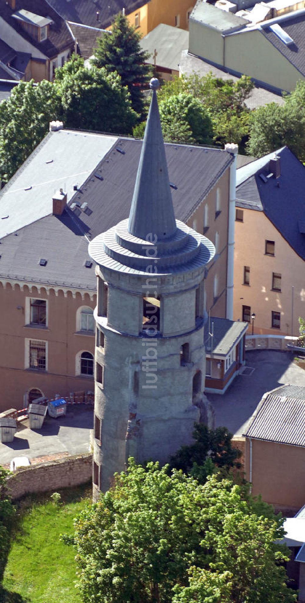 Luftaufnahme Schleiz - Turmruinen in Schleiz