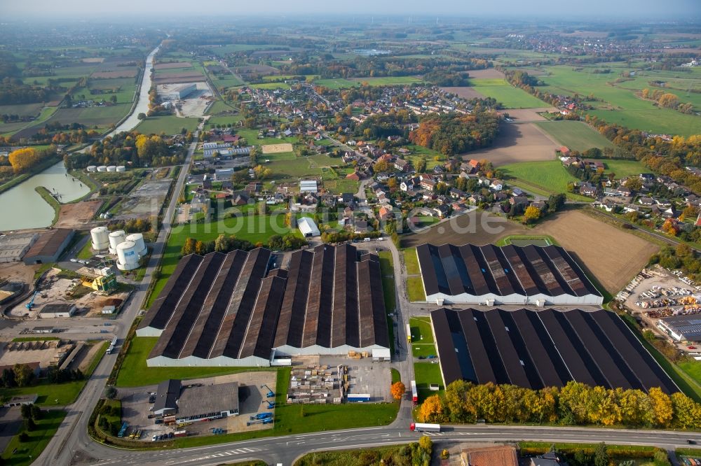 Hamm aus der Vogelperspektive: Uentroper Hafen am Datteln-Hamm-Kanal und Gewerbegebiet Zollstraße in Hamm im Bundesland Nordrhein-Westfalen