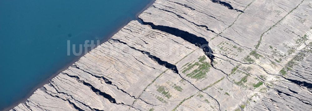 Großräschen aus der Vogelperspektive: Ufer - Landschaften am entstehenden Ilse-See im früheren, nunmehr gefluteten Tagebau Meuro