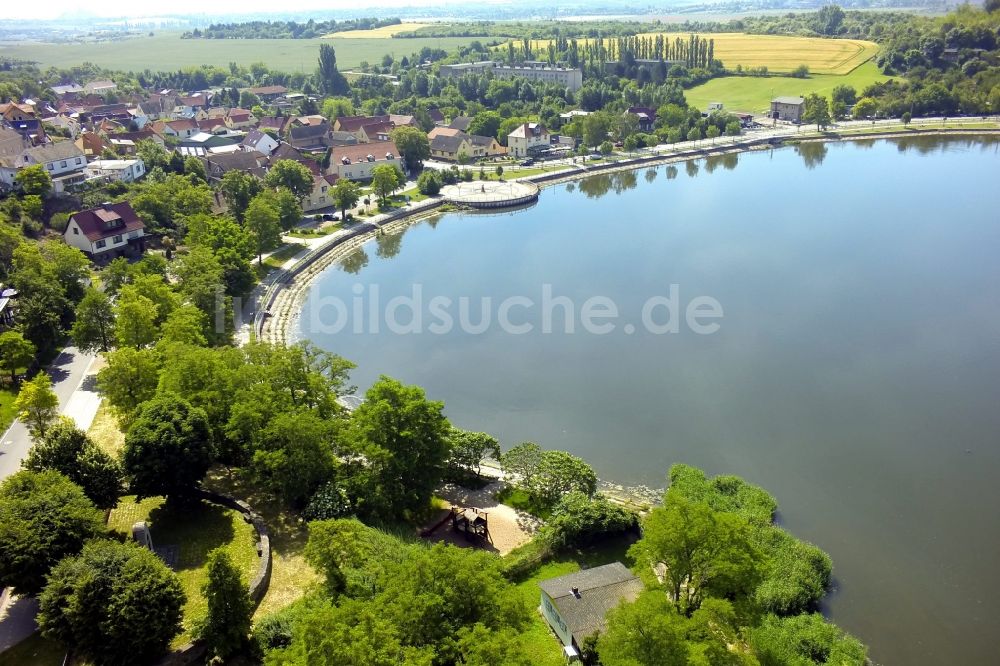 Seegebiet Mansfelder Land OT See aus der Vogelperspektive: Ufer zum Süßen See im Ortsteil Seeburg im Seegebiet Mansfelder Land im Bundesland Sachsen-Anhalt