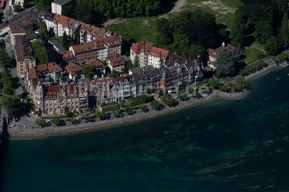 Konstanz von oben - Uferbereiche des Bodensee an der Seestraße in Konstanz im Bundesland Baden-Württemberg, Deutschland