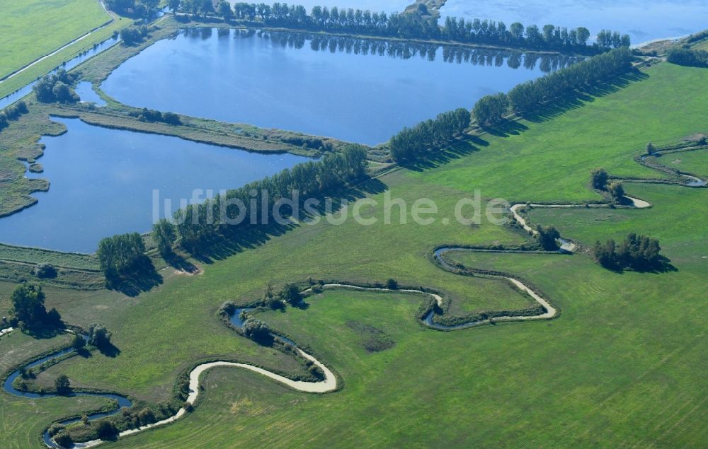 Luftaufnahme Raduhn - Uferbereiche am Elde Flußverlauf in Raduhn im Bundesland Mecklenburg-Vorpommern, Deutschland