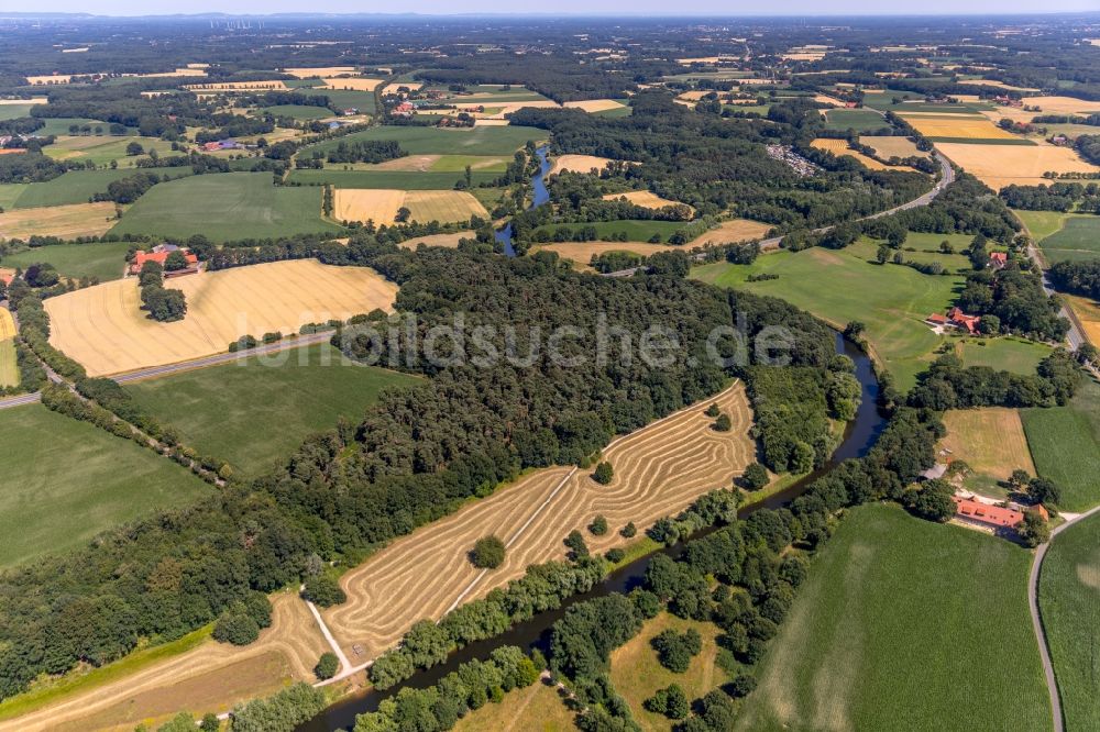 Telgte aus der Vogelperspektive: Uferbereiche am Ems Flußverlauf in Telgte im Bundesland Nordrhein-Westfalen, Deutschland